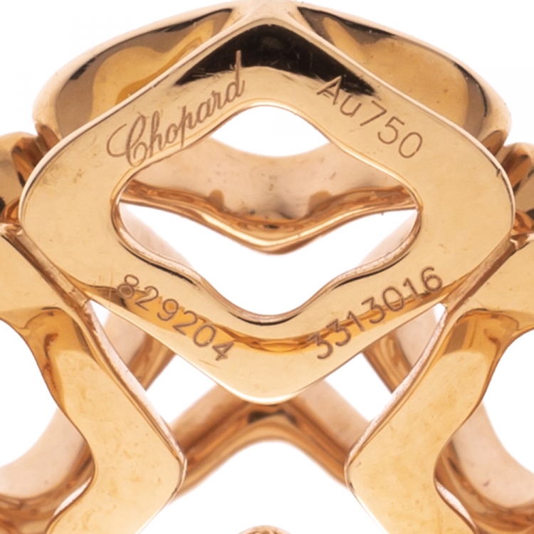 Pre Owned Chopard Imperiale Openwork 18K Rose Gold Cocktail Ring Size 50.5