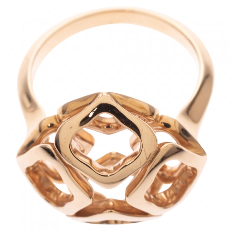 Pre Owned Chopard Imperiale Openwork 18K Rose Gold Cocktail Ring Size 50.5