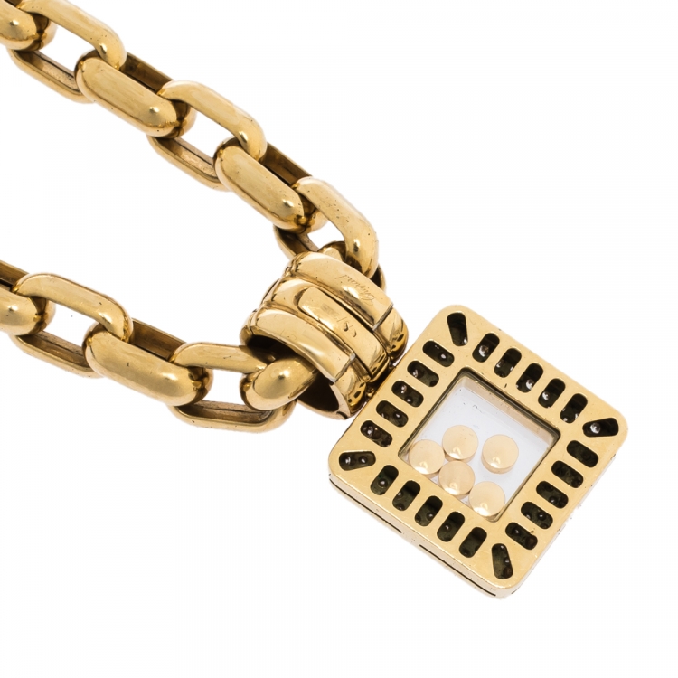 Pre Owned Chopard Happy Diamonds 18K Yellow Gold Pendant Necklace
