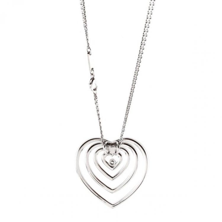 Pre Owned Chopard Diamond Heart 18 K White Gold Necklace