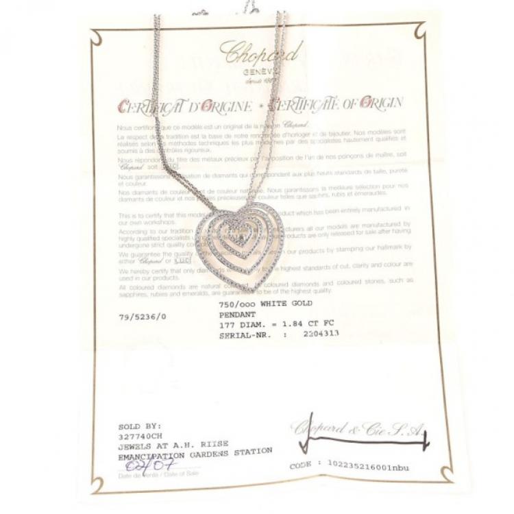 Pre Owned Chopard Diamond Heart 18 K White Gold Necklace
