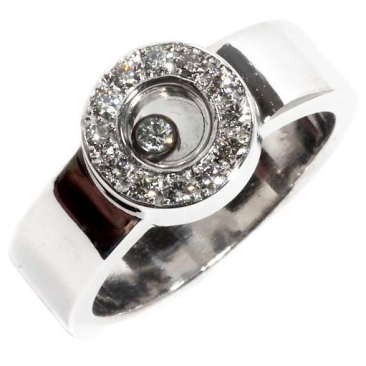 Pre Owned Chopard Diamond 18 K White Gold Ring Size 56 