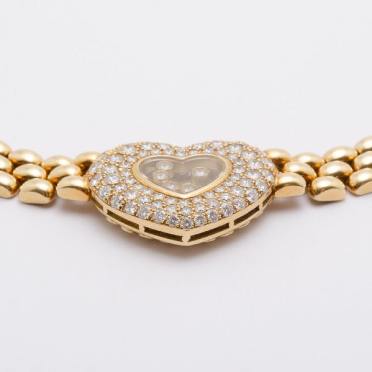 Pre Owned Chopard Happy Diamonds 18 K Yellow Gold Heart Necklace 