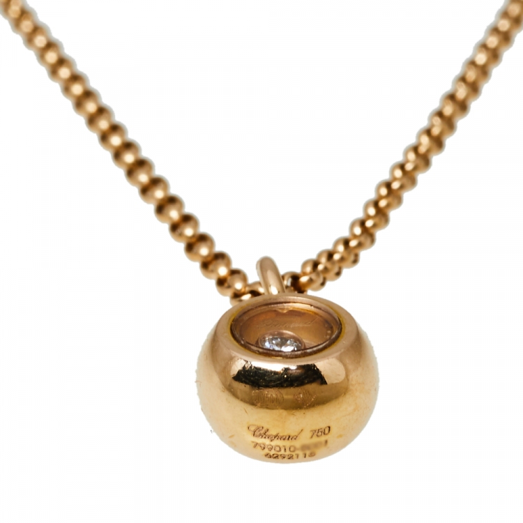 مملوكة مسبقًا Chopard Miss Happy Diamond 18K Rose Gold Necklace