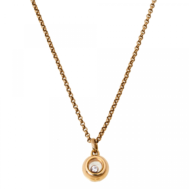 مملوكة مسبقًا Chopard Miss Happy Diamond 18K Rose Gold Necklace