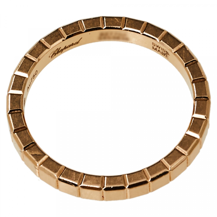 مملوكة مسبقًا Chopard Ice Cube Pure 18K Rose Gold Ring Size 52