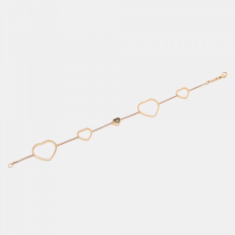 Pre Owned Chopard Happy Hearts Diamond 18k Rose Gold Bracelet