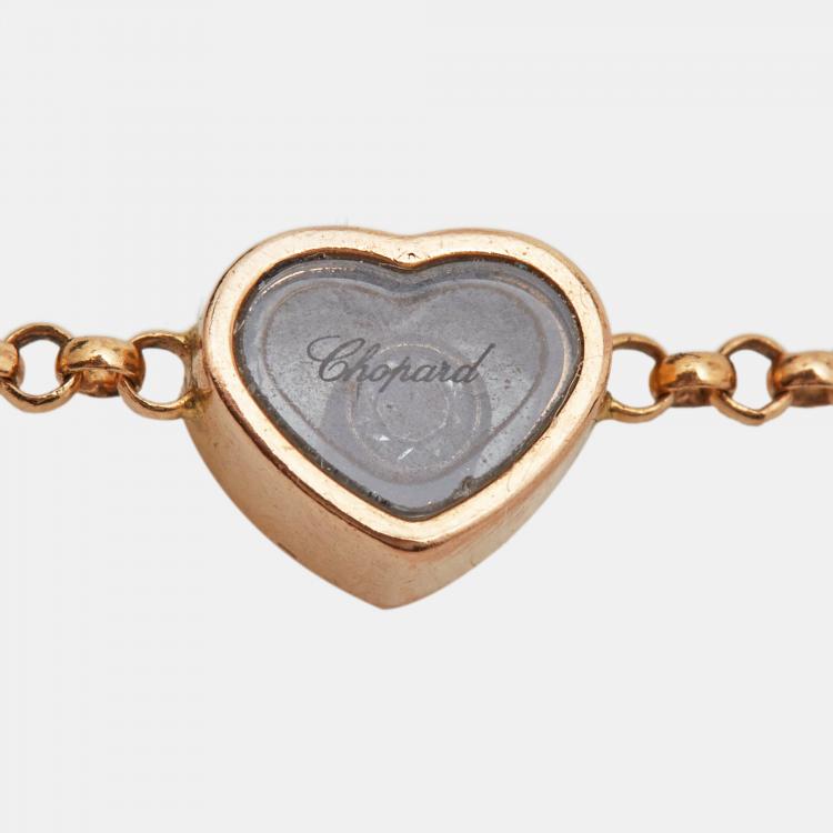 Pre Owned Chopard Happy Hearts Diamond 18k Rose Gold Bracelet