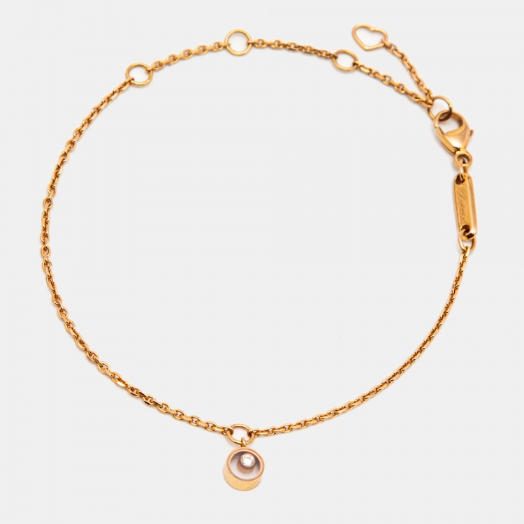 Pre Owned Chopard Happy Diamonds 18k Rose Gold Charm Bracelet