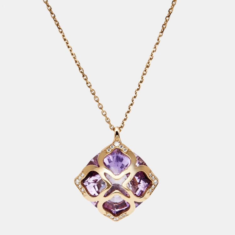 Chopard Imperiale Amethyst Diamond 18k Rose Gold Pendant Necklace ...