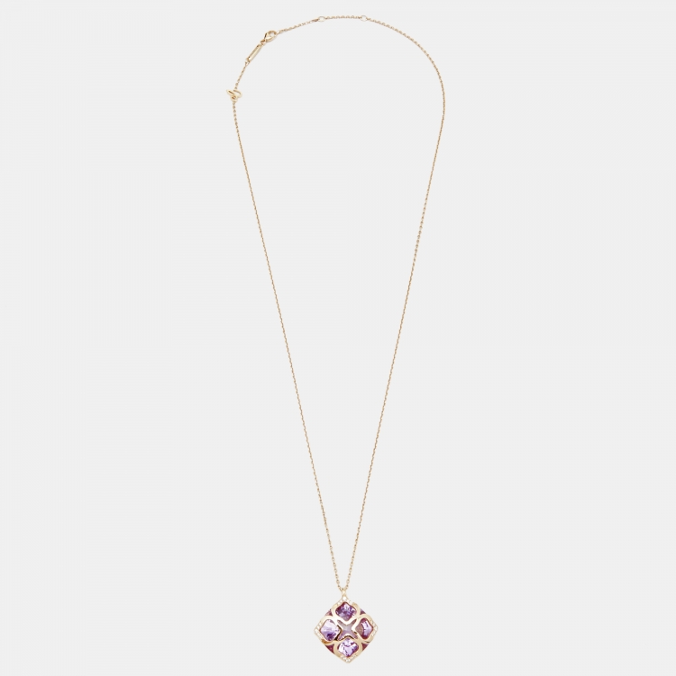 Pre Owned Chopard Imperiale Amethyst Diamond 18k Rose Gold Pendant Necklace