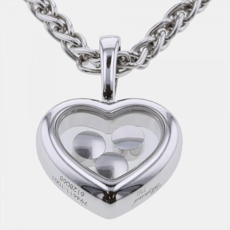 Pre Owned Chopard Happy Diamonds Icon Heart 18K White Gold Diamond Necklace