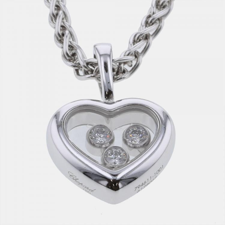 Pre Owned Chopard Happy Diamonds Icon Heart 18K White Gold Diamond Necklace