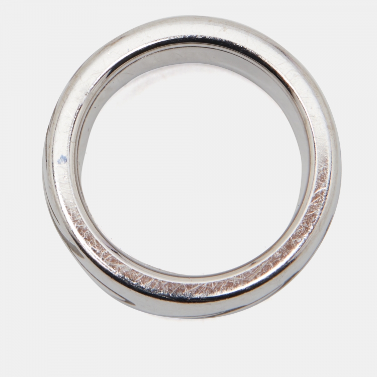 Pre Owned Chopard Chopardissimo Signature 18k White Gold Revolving Ring Size 52