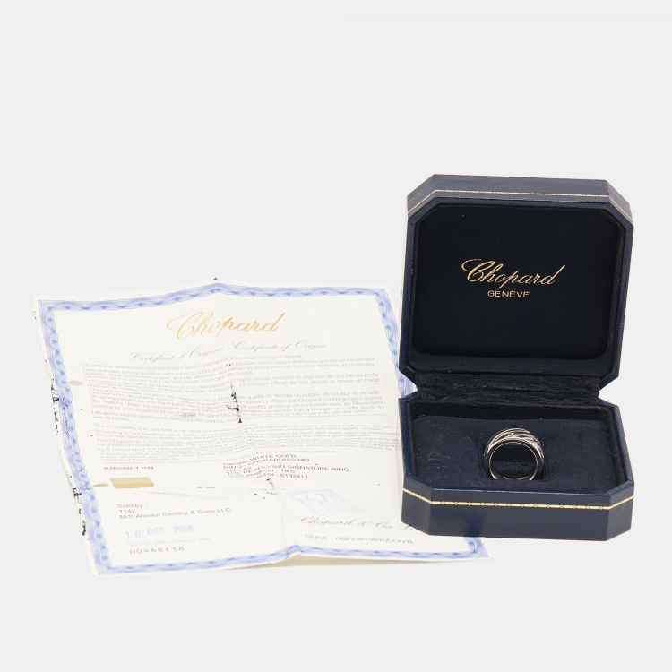 Pre Owned Chopard Chopardissimo Signature 18k White Gold Revolving Ring Size 52