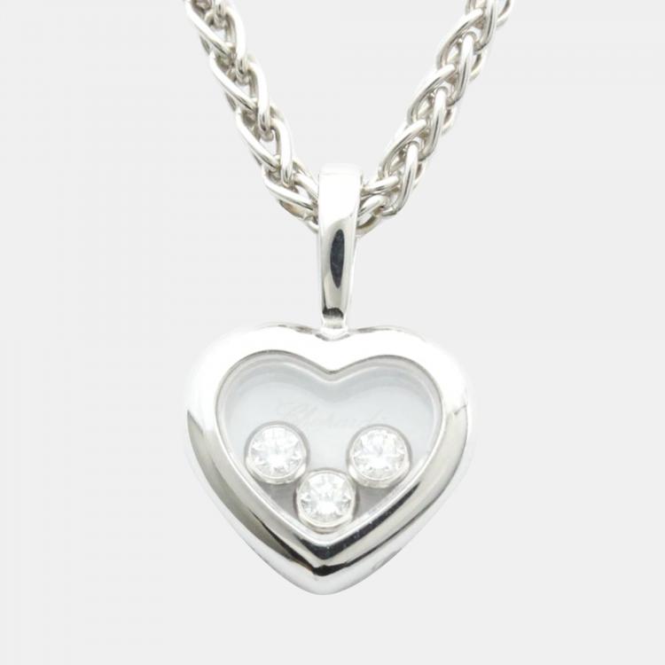 Chopard Happy Diamonds 18K White Gold Heart Pendant Necklace, Women's, Necklaces Diamond Necklaces