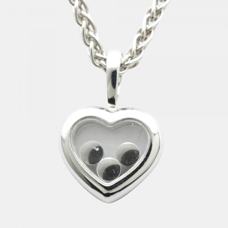 Pre Owned Chopard Happy Diamonds Icon Heart 18K White Gold Diamond Necklace