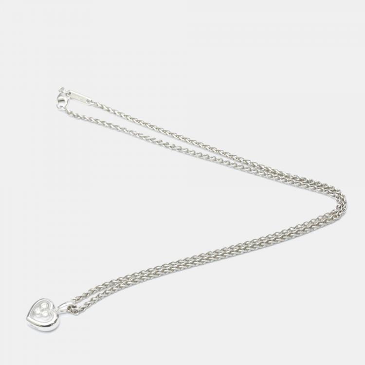 Pre Owned Chopard Happy Diamonds Icon Heart 18K White Gold Diamond Necklace