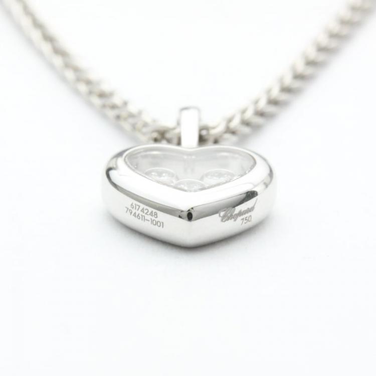 Pre Owned Chopard Happy Diamonds Icon Heart 18K White Gold Diamond Necklace