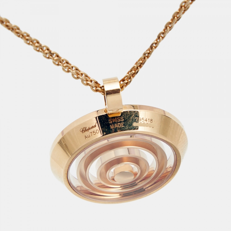Pre Owned Chopard Happy Spirit Diamond 18k Yellow Gold Pendant Necklace