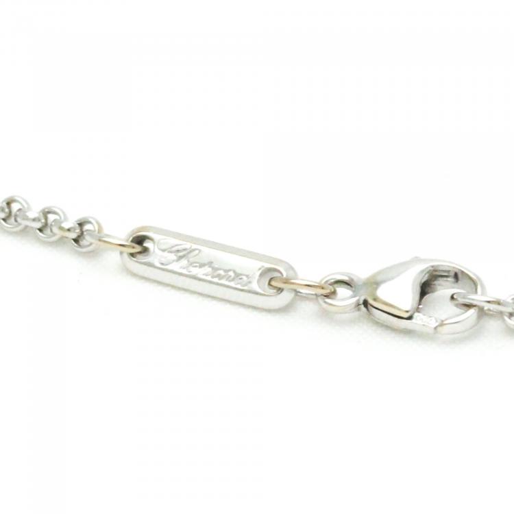 Pre Owned Chopard Happy Diamonds Square 18K White Gold Diamond Necklace 