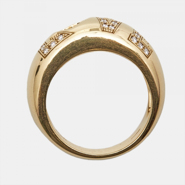 Pre Owned Chopard Happy Diamonds Love Diamond 18K Yellow Gold Ring Size 54