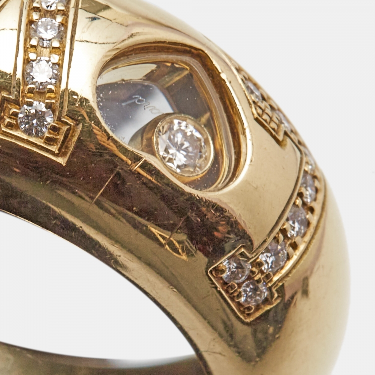 Pre Owned Chopard Happy Diamonds Love Diamond 18K Yellow Gold Ring Size 54