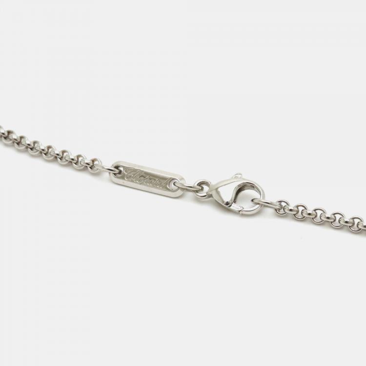 Pre Owned Chopard 18K White Gold and Diamond Happy Diamonds Cross Pendant Necklace