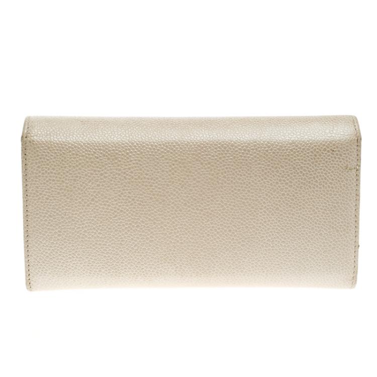 Pre Owned Chopard Beige Caviar Leather Miss Happy Continental Wallet