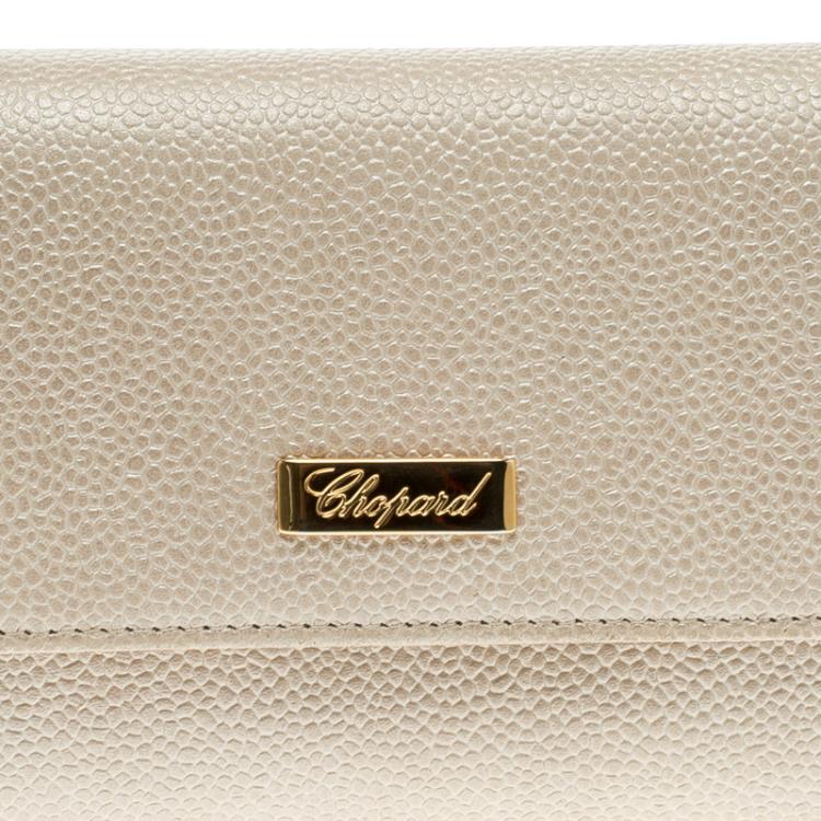 Pre Owned Chopard Beige Caviar Leather Miss Happy Continental Wallet