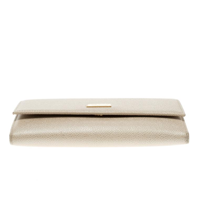 Pre Owned Chopard Beige Caviar Leather Miss Happy Continental Wallet