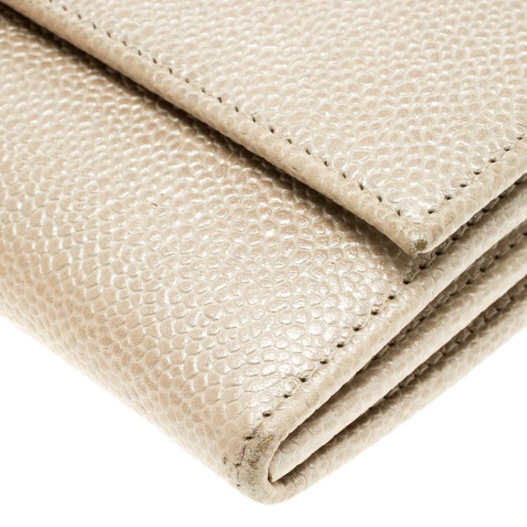 Pre Owned Chopard Beige Caviar Leather Miss Happy Continental Wallet