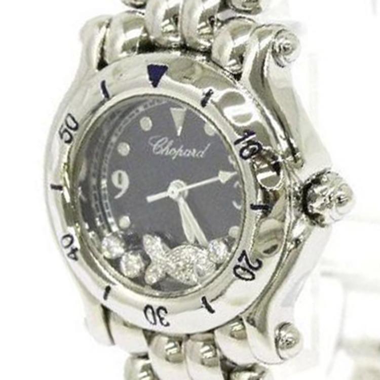 مملوكة مسبقًا Chopard Blue Stainless Steel Happy Sport Women's Wristwatch 26MM