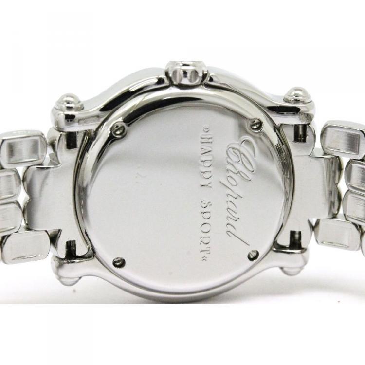 مملوكة مسبقًا Chopard Blue Stainless Steel Happy Sport Women's Wristwatch 26MM