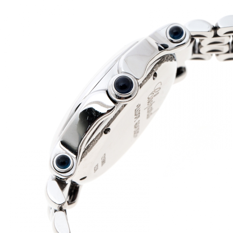 Pre Owned Chopard White Stainless Steel and Diamonds Happy Sport 8236 Women's Wristwatch 32 mm
