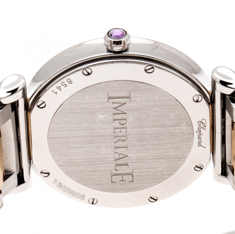Pre Owned Chopard Mother of Pearl 18K Rose Gold Stainless Steel Diamond Imperiale 388541-6004 Women's Wristwatch 28 mm