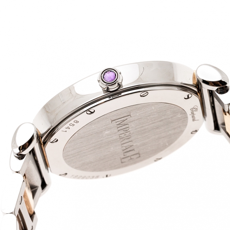 Pre Owned Chopard Mother of Pearl 18K Rose Gold Stainless Steel Diamond Imperiale 388541-6004 Women's Wristwatch 28 mm