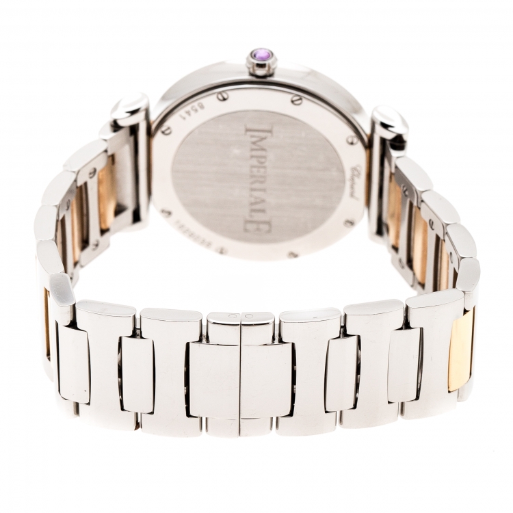 Pre Owned Chopard Mother of Pearl 18K Rose Gold Stainless Steel Diamond Imperiale 388541-6004 Women's Wristwatch 28 mm