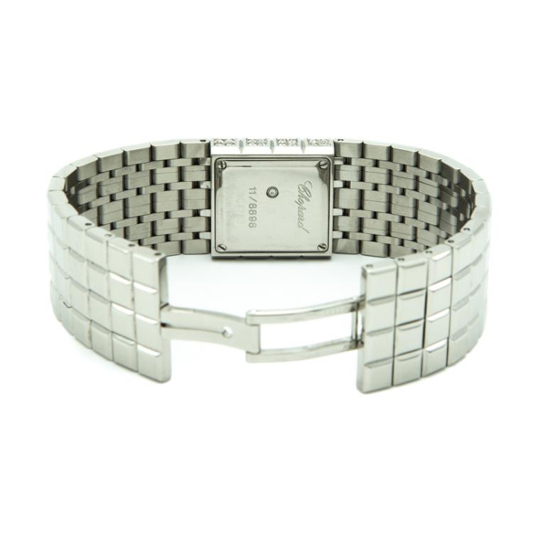 Pre Owned Chopard Silver Steel Full Diamond Ice Cube Women's Watch 22MM