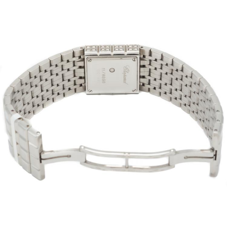 Pre Owned Chopard Silver Steel Ice Cube Diamond Bezel Women'S Watch 22MM