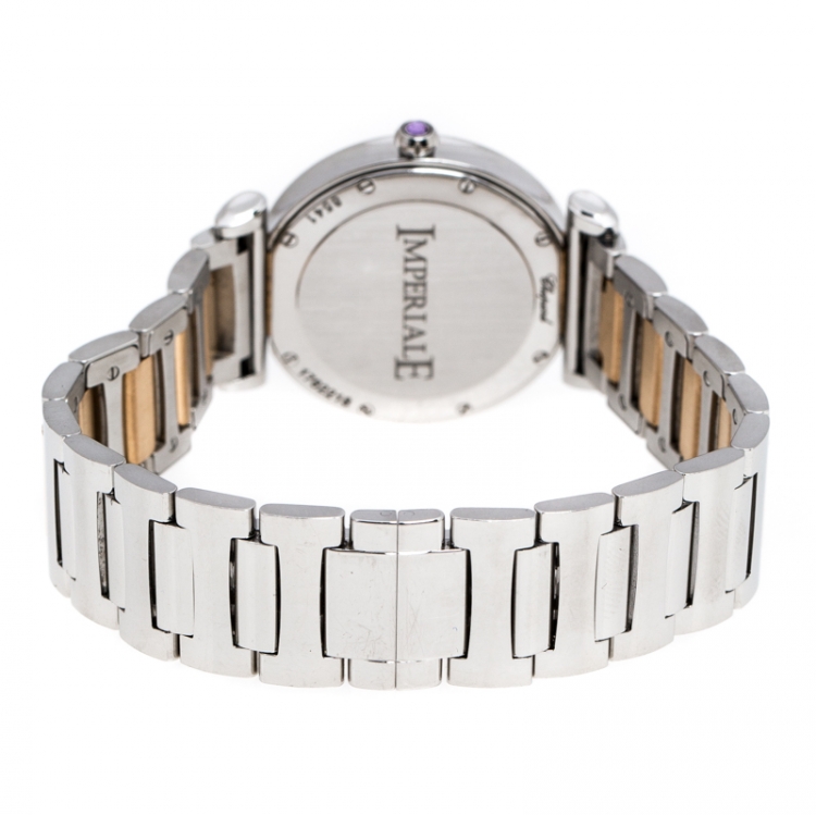 Pre Owned Chopard Mother of Pearl 18K Rose Gold Stainless Steel Diamonds Imperiale 8541 Women's Wristwatch 28 mm