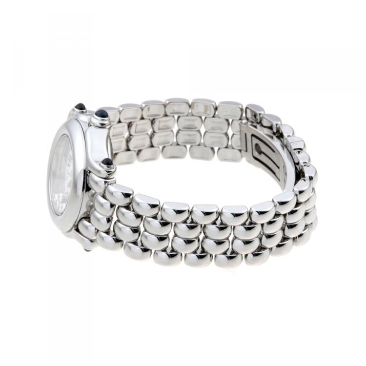 Pre Owned Chopard White Stainless Steel Happy Sport Diamond 27 8250-23 Women's Wristwatch 26MM