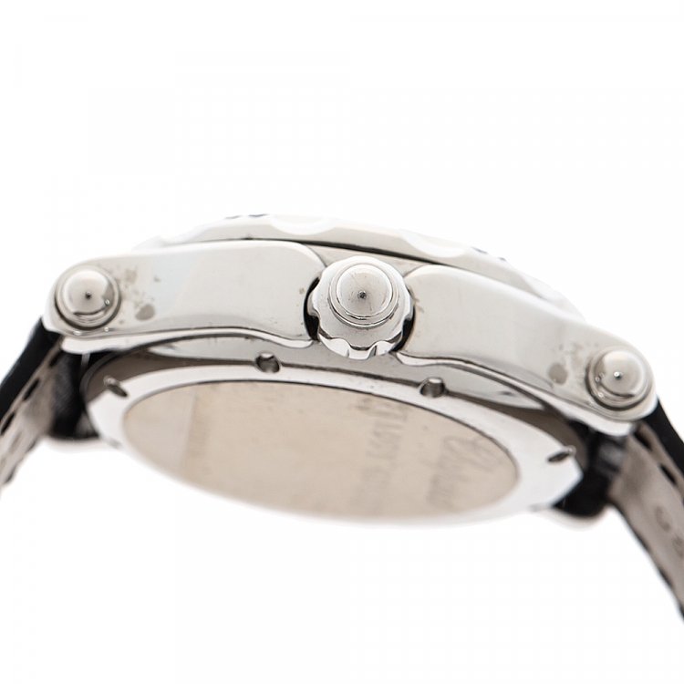 Pre Owned Chopard Blue Fish Motif Stainless Steel Diamonds Happy Sport 28/8347/8 Women's Wristwatch 38 mm