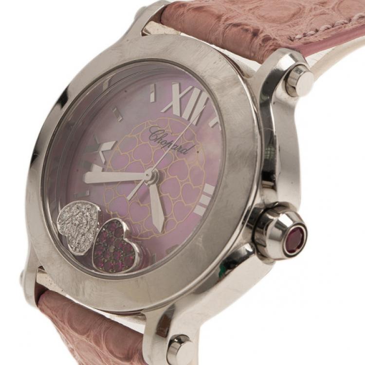 Pre Owned Chopard Pink Stainless Steel Happy Sport Women’s Wristwatch 38MM