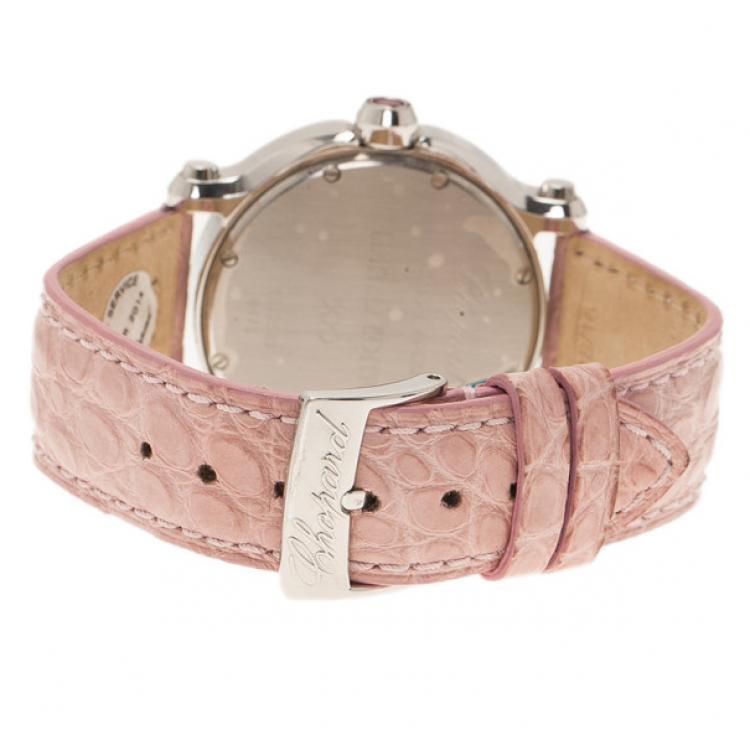 Pre Owned Chopard Pink Stainless Steel Happy Sport Women’s Wristwatch 38MM