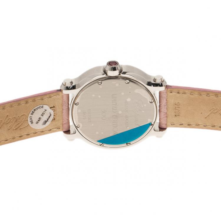 Pre Owned Chopard Pink Stainless Steel Happy Sport Women’s Wristwatch 38MM