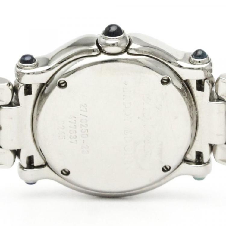 Pre Owned Chopard White Diamond Stainless Steel Happy Sport 27/8250-23 Quartz Women's Wristwatch 26 mm
