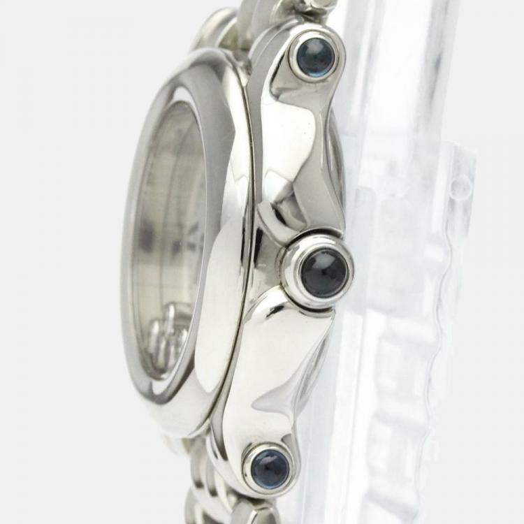 Pre Owned Chopard White Diamond Stainless Steel Happy Sport 27/8250-23 Quartz Women's Wristwatch 26 mm