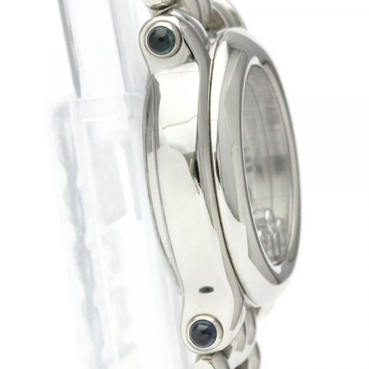 Pre Owned Chopard White Diamond Stainless Steel Happy Sport 27/8250-23 Quartz Women's Wristwatch 26 mm