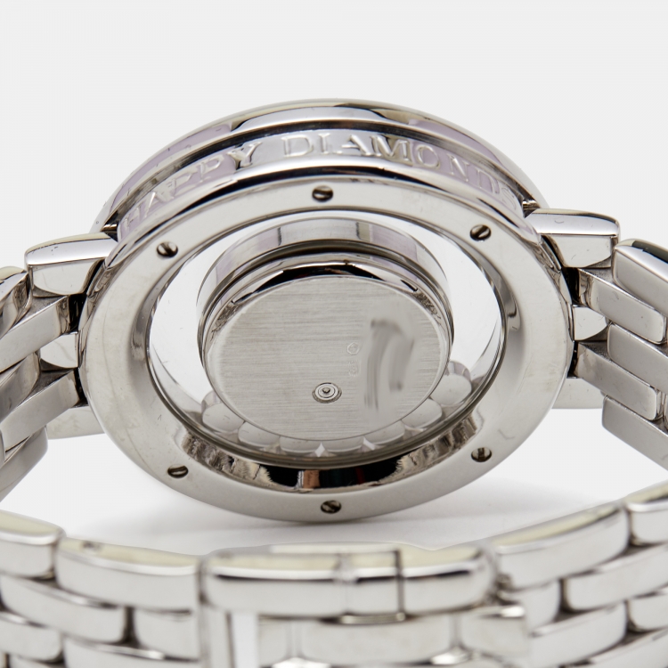 Pre Owned Chopard White 18k White Gold Diamond Happy Diamonds 4169 Women's Wristwatch 31 mm